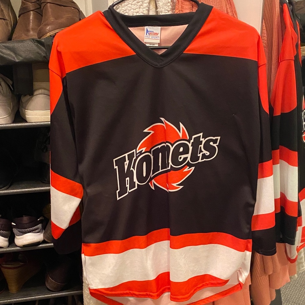 Black and orange Komets Hockey Jersey